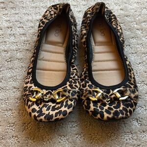 Leopard Print Ballet Flats with Gold Accents